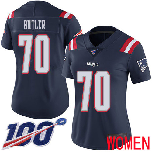 New England Patriots Football #70 100th Season Rush Limited Navy Blue Women Adam Butler NFL Jersey